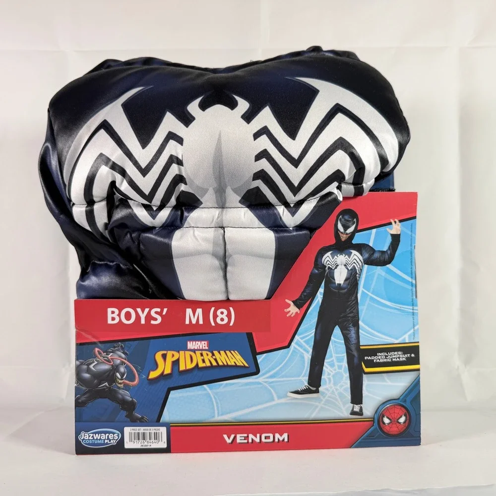 Marvel Spider-Man Venom Costume Padded Jumpsuit Boys M 8 Jazwares NWT